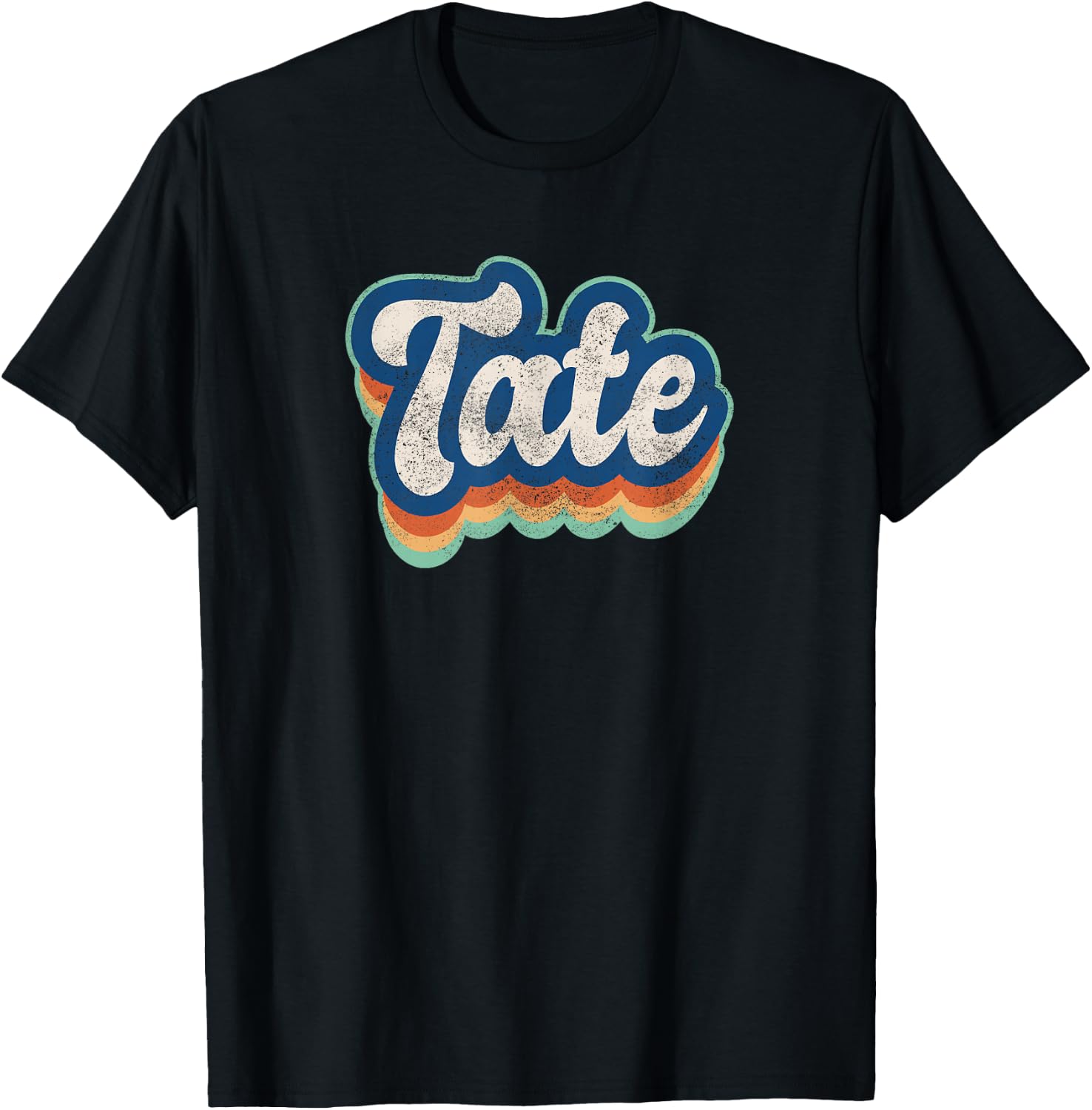 Tate First Name Boy Vintage Style 70s 80s Personalized T-Shirt - T-Shirt | Black