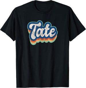 Tate First Name Boy Vintage Style 70s 80s Personalized T-Shirt - T-Shirt | Black