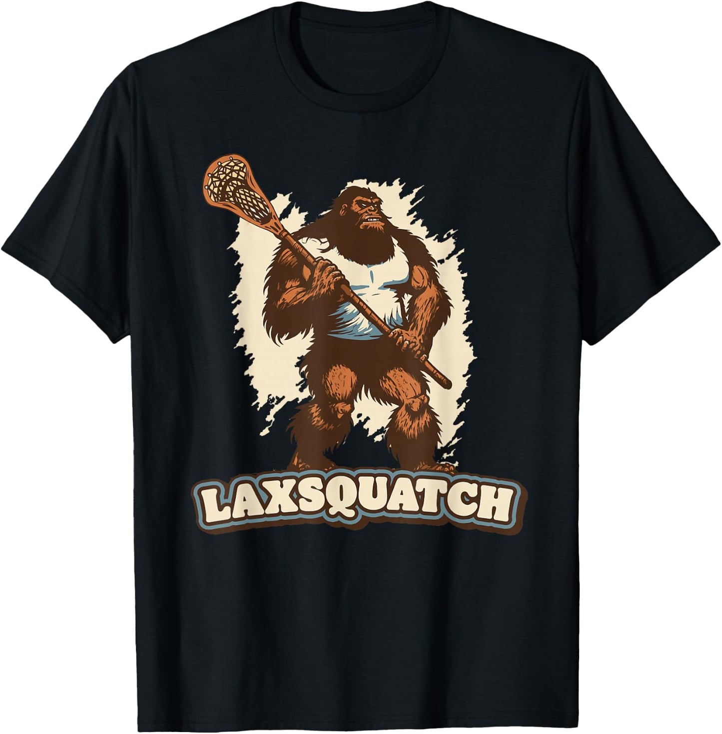 Laxsquatch! Bigfoot Lacrosse Player Funny Sasquatch Lax T-Shirt - T-Shirt | Black