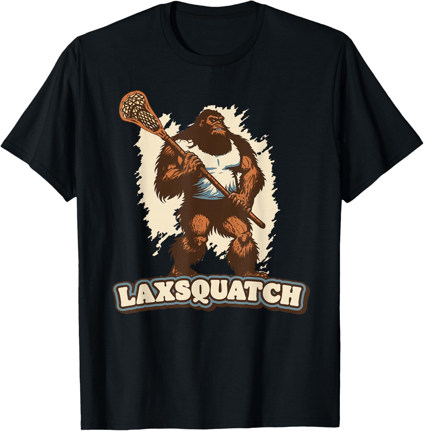 Laxsquatch! Bigfoot Lacrosse Player Funny Sasquatch Lax T-Shirt - T-Shirt | Black