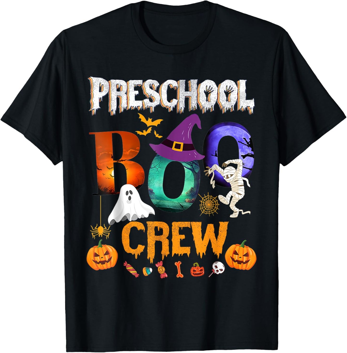 Preschool Boo Crew Teacher Student Funny Halloween Costume Men Women Kids T-Shirt - T-Shirt | Black