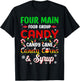 Christmas Pajama Four Main Funny Food Groups Elf Candy Corn T-Shirt - T-Shirt | Black