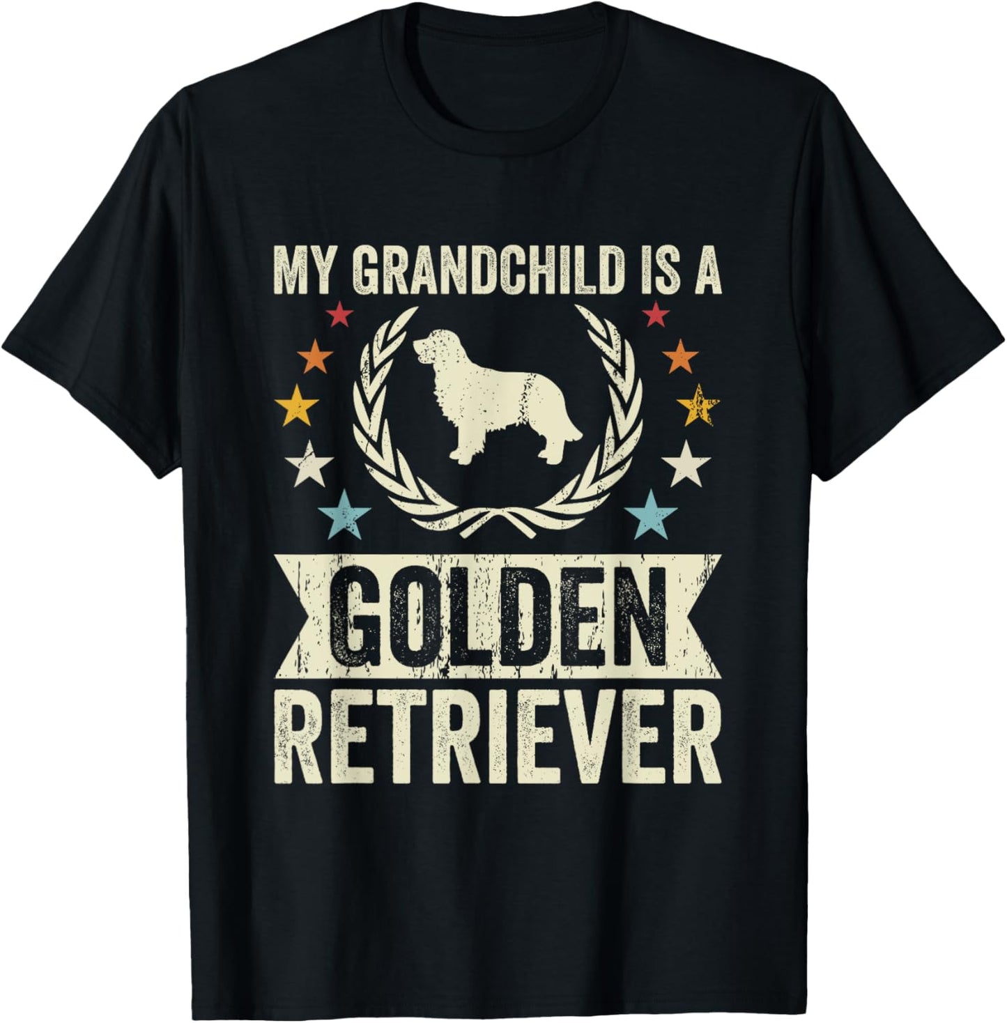 My Grandchild Is A Dog - Grandpa & Grandma Golden Retriever T-Shirt - T-Shirt | Black