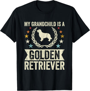 My Grandchild Is A Dog - Grandpa & Grandma Golden Retriever T-Shirt - T-Shirt | Black