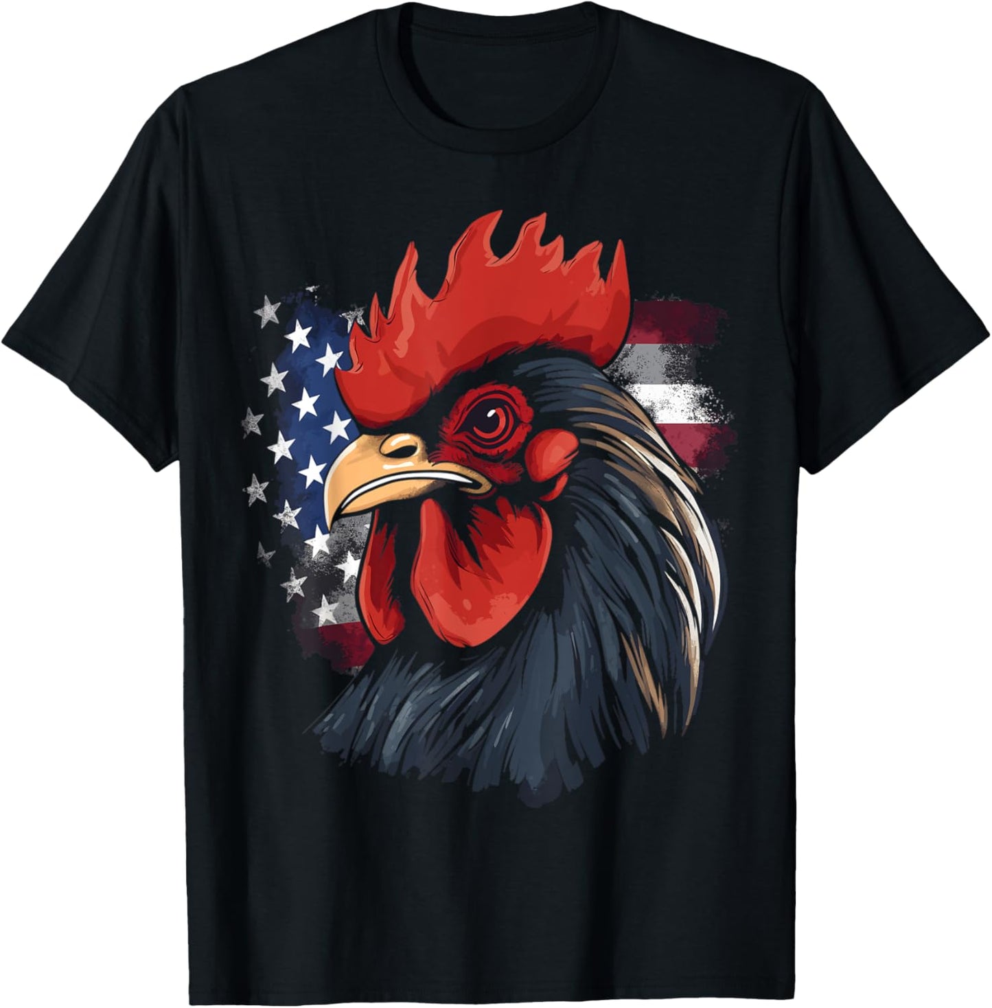 Chicken USA Flag design for Patriotic Farmer T-Shirt - T-Shirt | Black