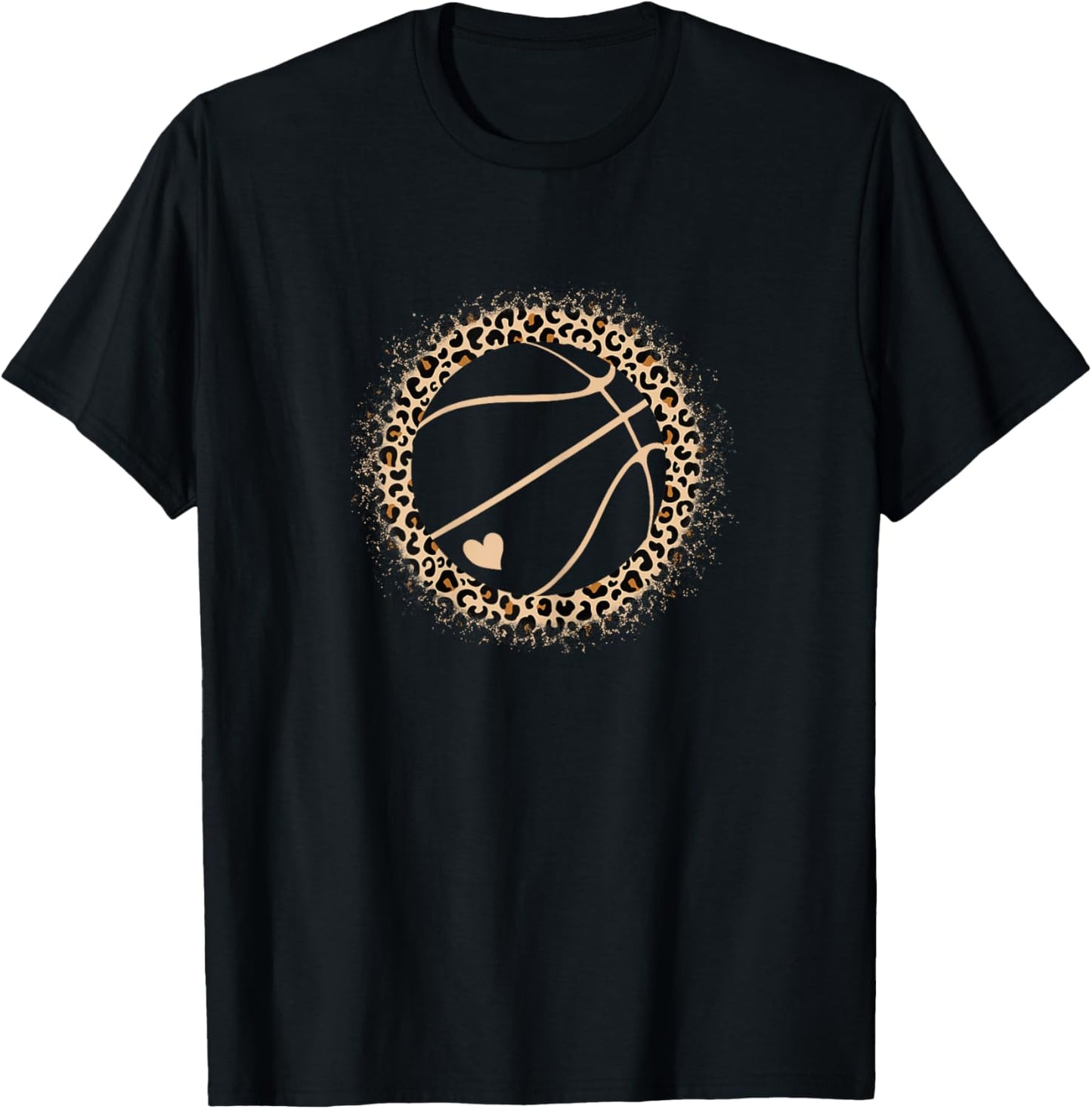 Cute Basketball Leopard Print Women Girls Basketball Lover T-Shirt - T-Shirt | Black