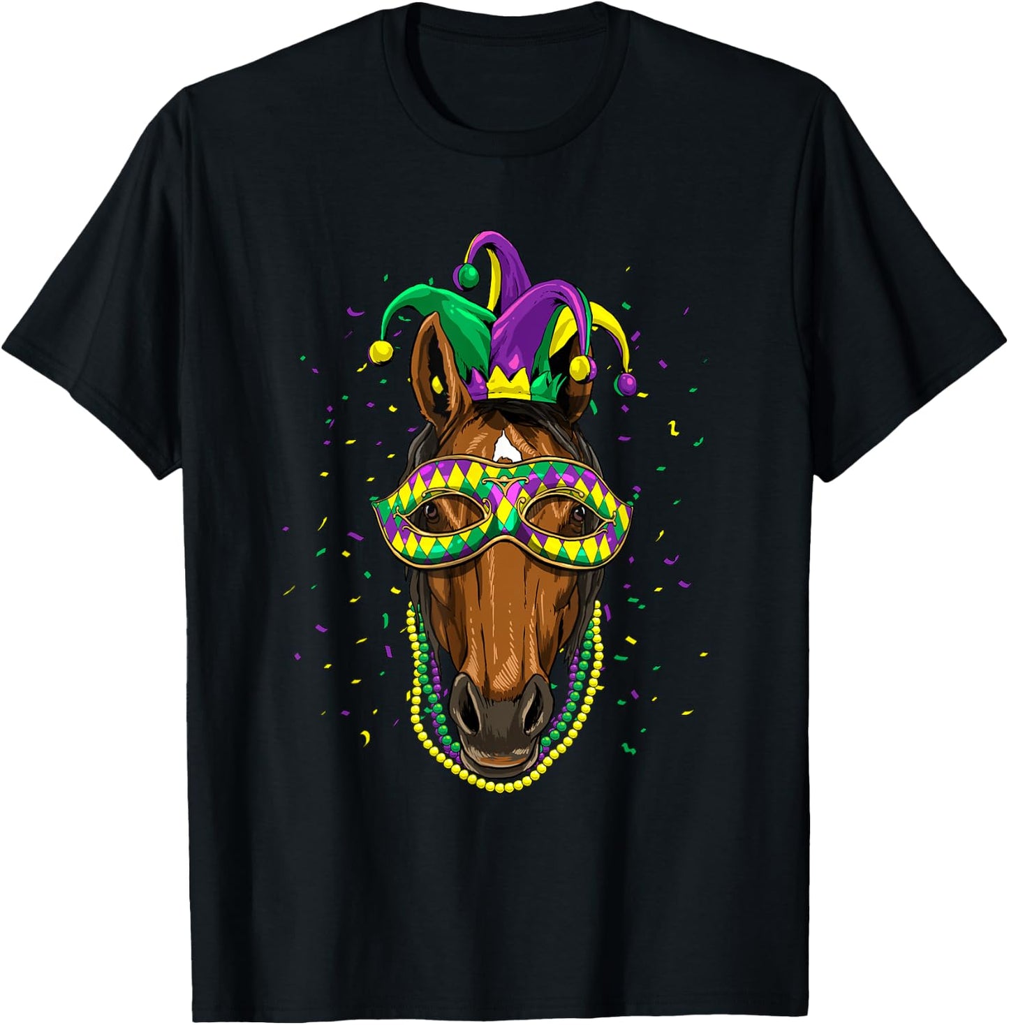 Mardi Gras Shirt Jester Horse Cowboy Cowgirl Horse Lover T-Shirt - T-Shirt | Black