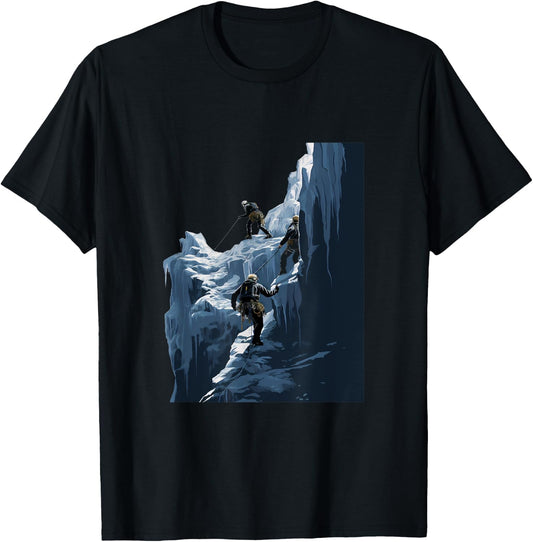 Ice Climbing Ice Climber Frozen Rock Snow Mountain T-Shirt - T-Shirt | Black