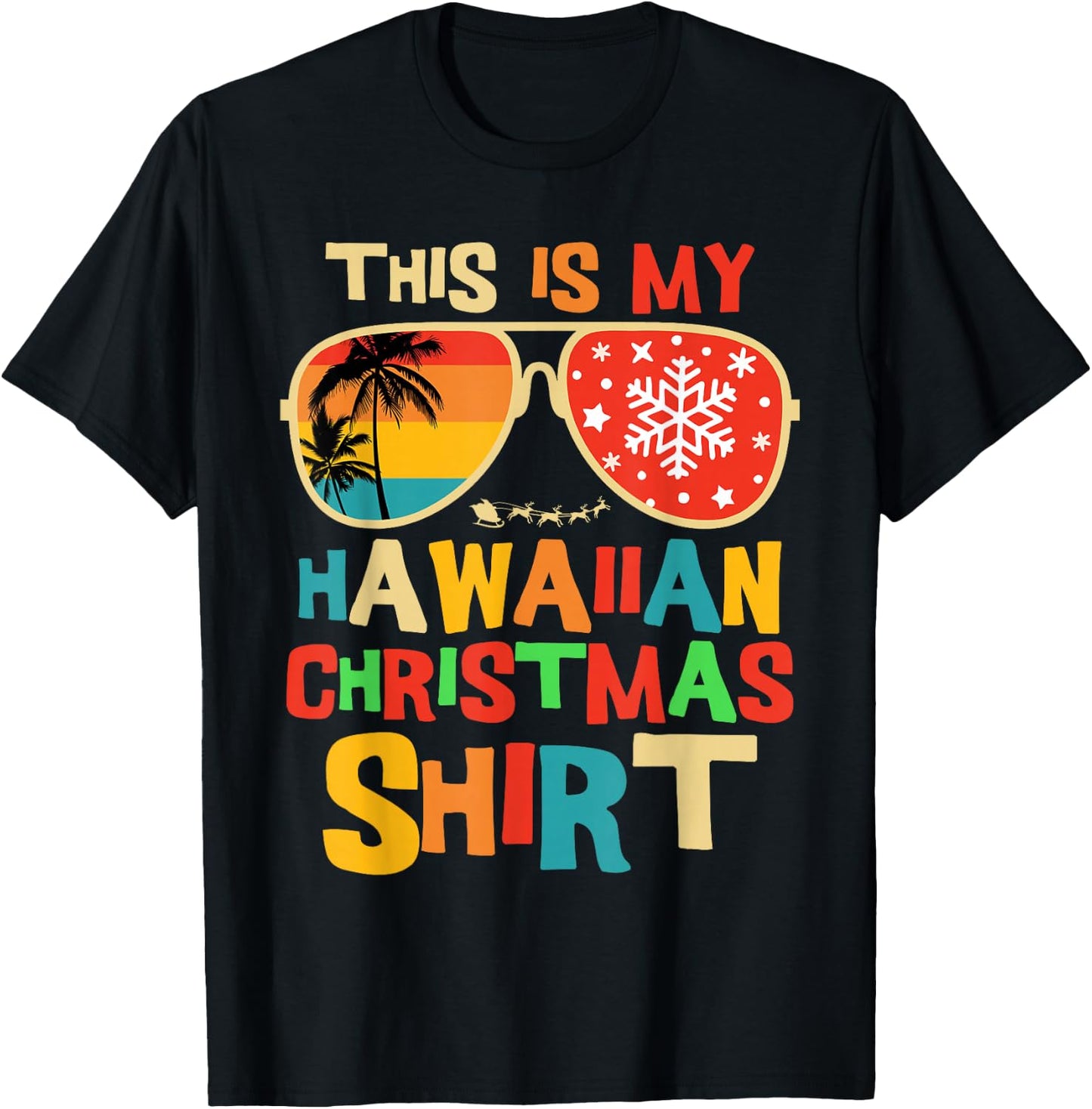 This is My Hawaiian Christmas Pajama Matching Family Hawaii T-Shirt - T-Shirt | Black