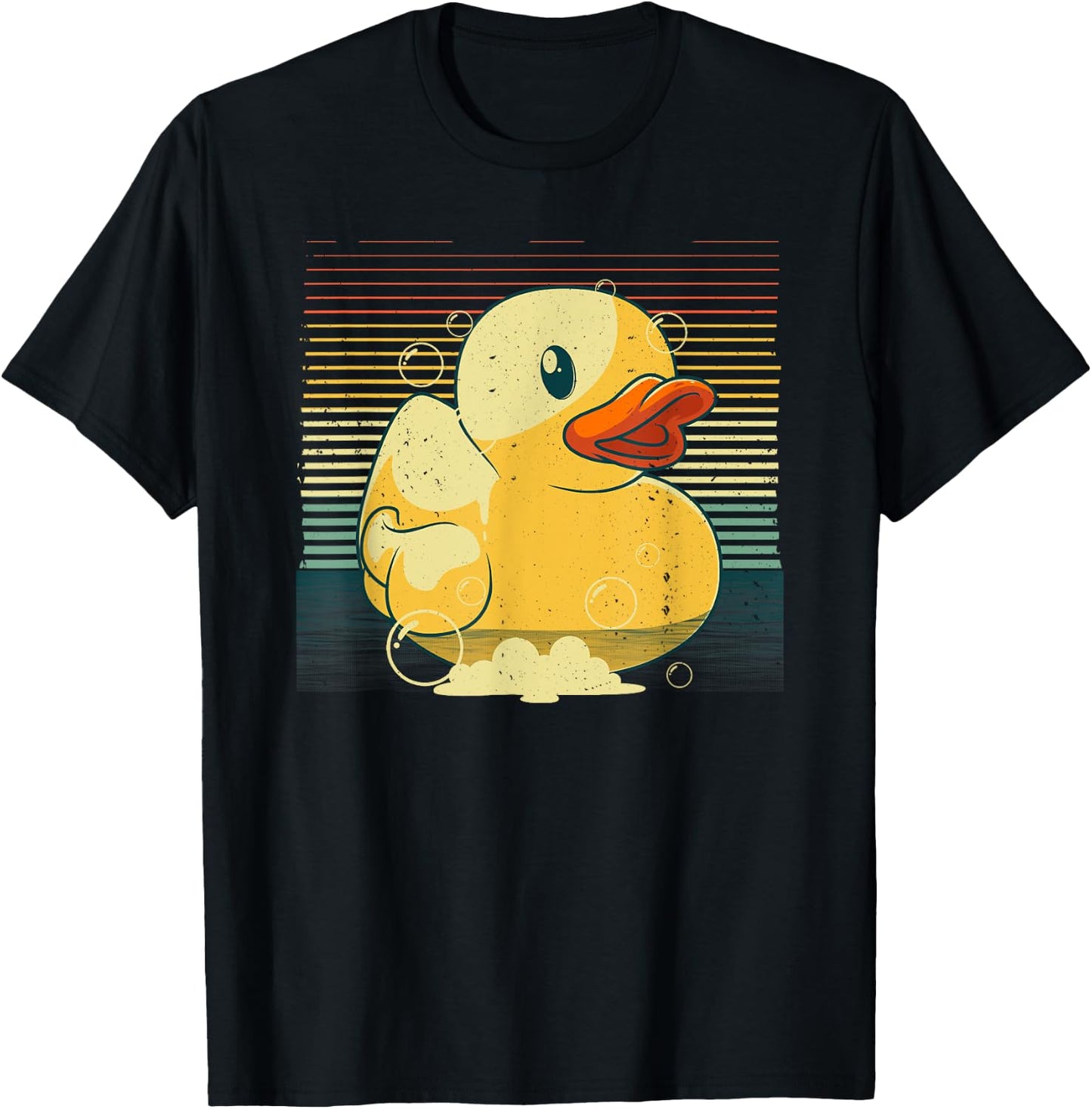 Vintage Rubber Duck Art For Kid Men Women Rubber Ducky Lover T-Shirt - T-Shirt | Black