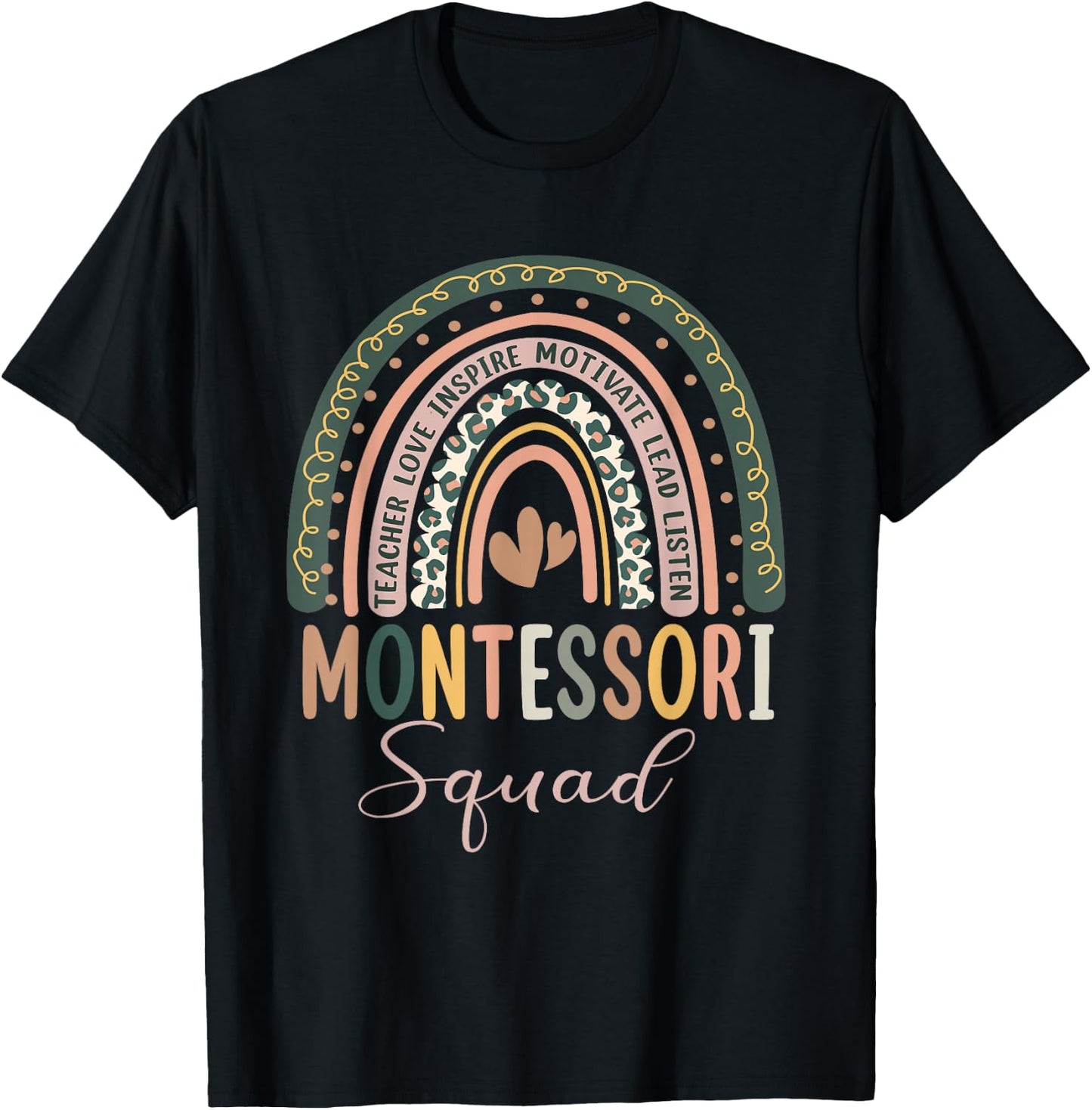 Montessori Squad Rainbow Montessori Teacher Back To School T-Shirt - T-Shirt | Black