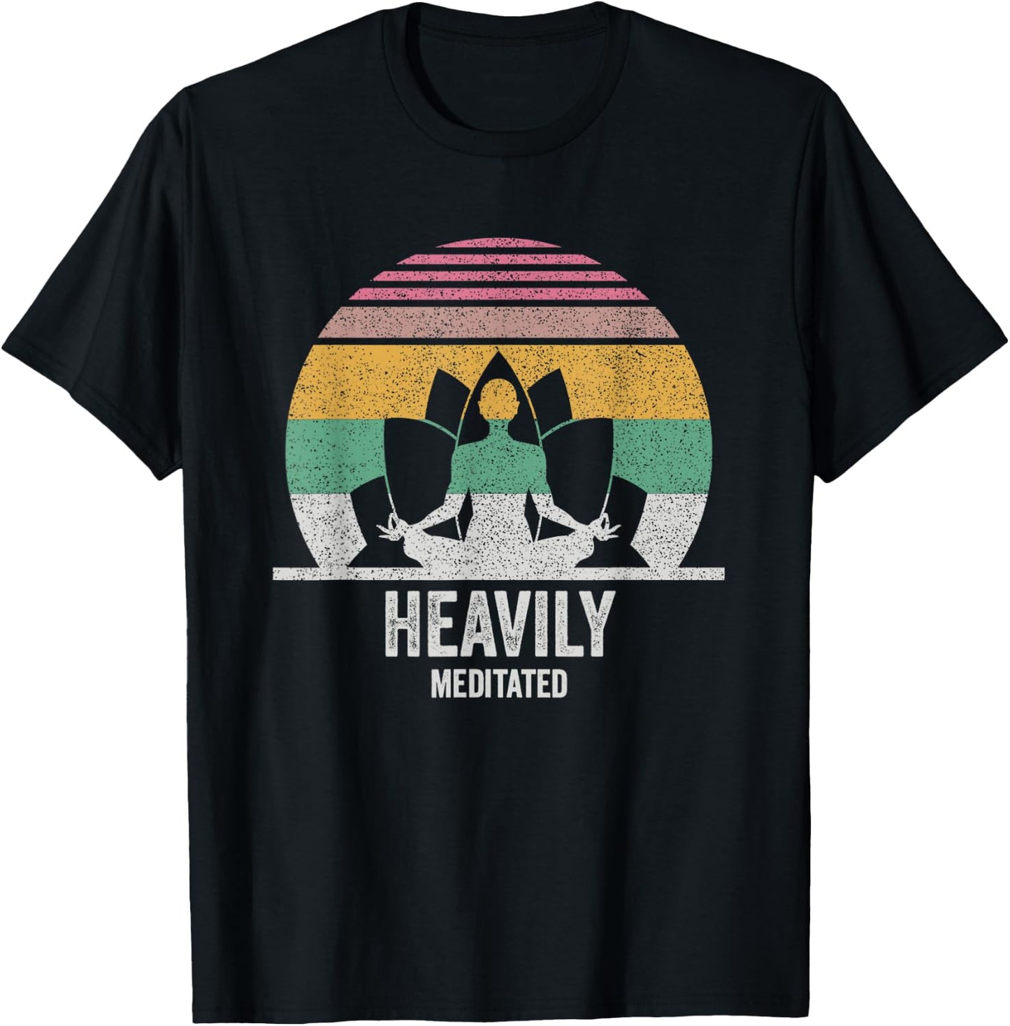 Vintage Retro Heavily Meditated Funny Meditation & Yoga Gift T-Shirt - T-Shirt | Black