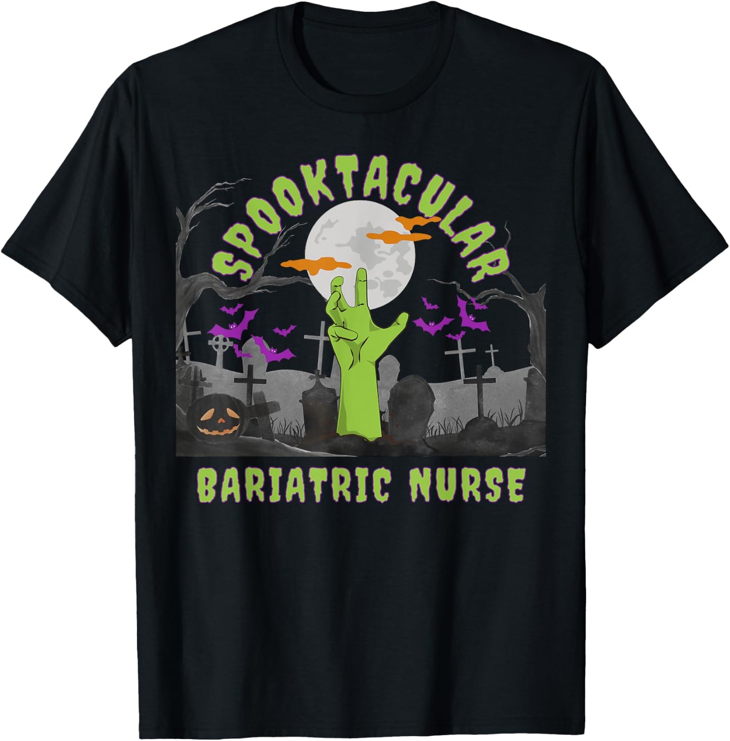 Spooktacular Nurses Love Halloween Fall Nurse Professional T-Shirt - T-Shirt | Black