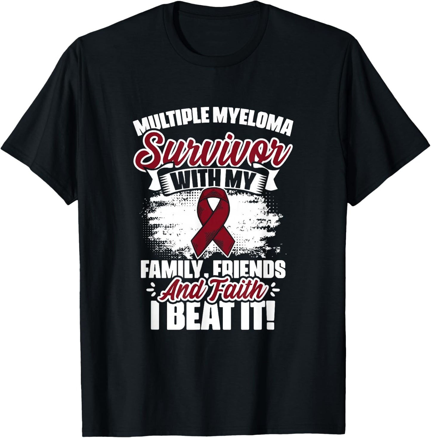 I Beat Myeloma Warrior Support Multiple Myeloma Survivor T-Shirt - T-Shirt | Black