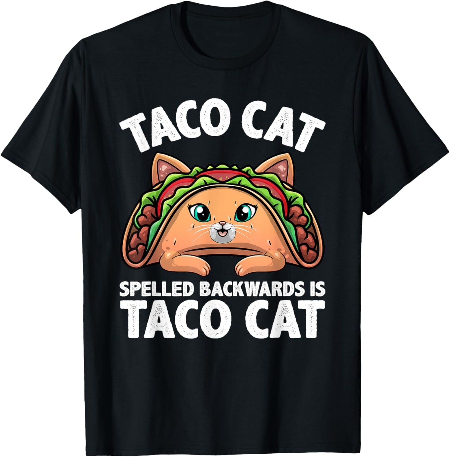 Cute Taco Cat Design Women Kids Taco Mexican Food T-Shirt - T-Shirt | Black