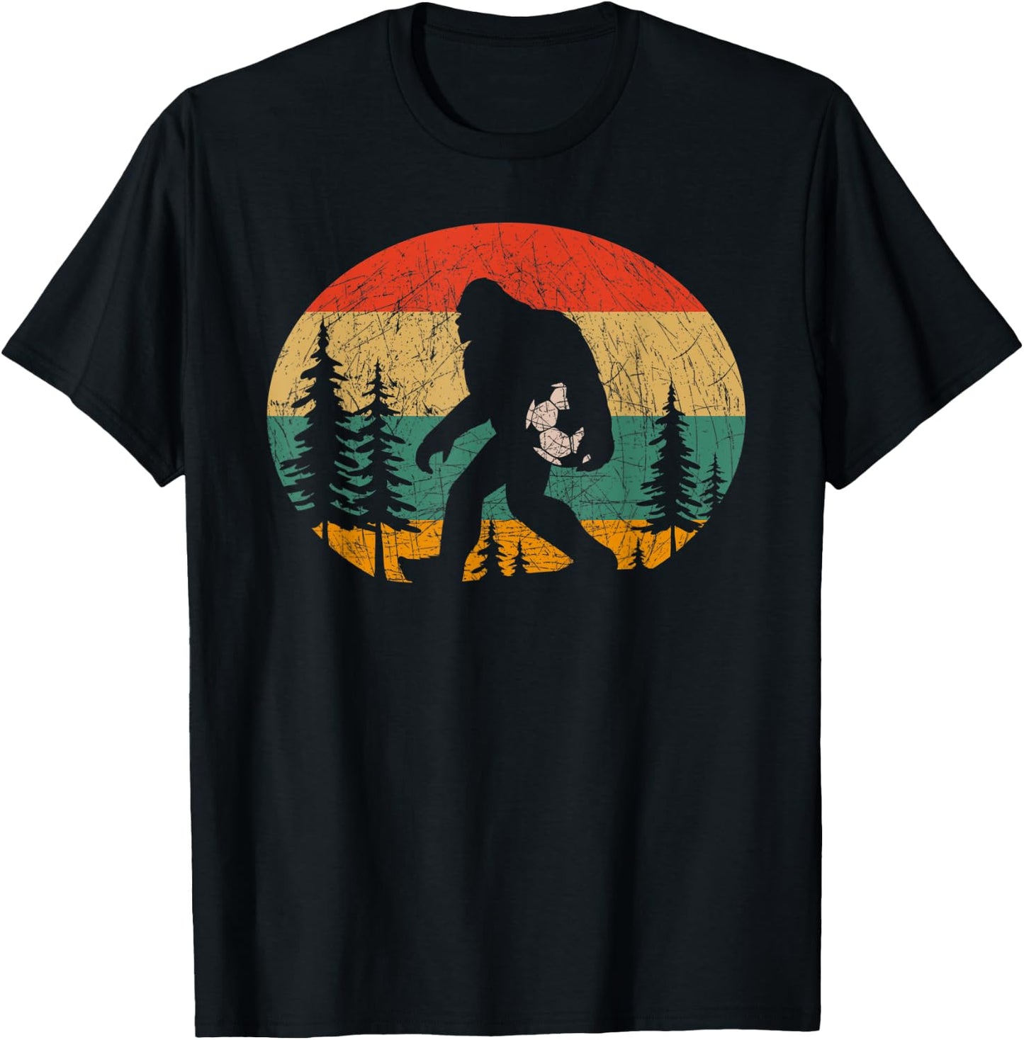 Vintage Sasquatch Soccer For Soccer Player Bigfoot Lovers T-Shirt - T-Shirt | Black