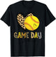 Bleached Softball Game Day Vibes Leopard Heart Headband Mom T-Shirt - T-Shirt | Black