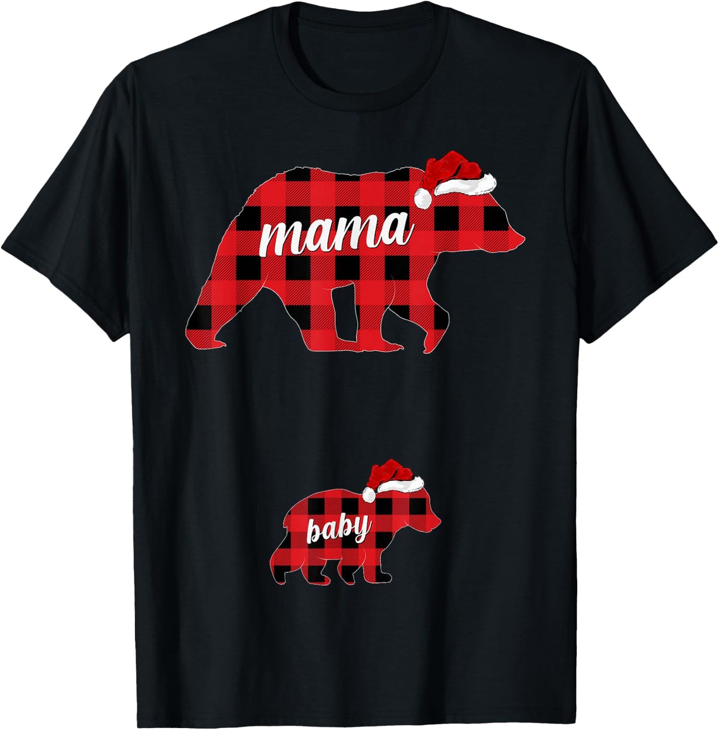 Pregnant Women Mama Bear Pregnancy Christmas Pajamas T-Shirt - T-Shirt | Black