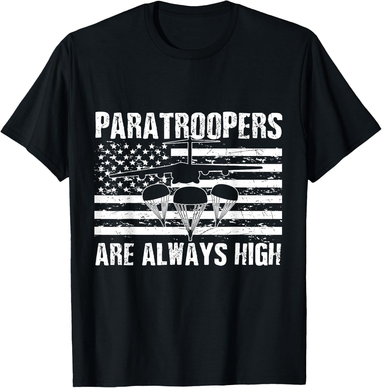 Paratrooper American Flag US Army Soldier Veterans Day T-Shirt - T-Shirt | Black