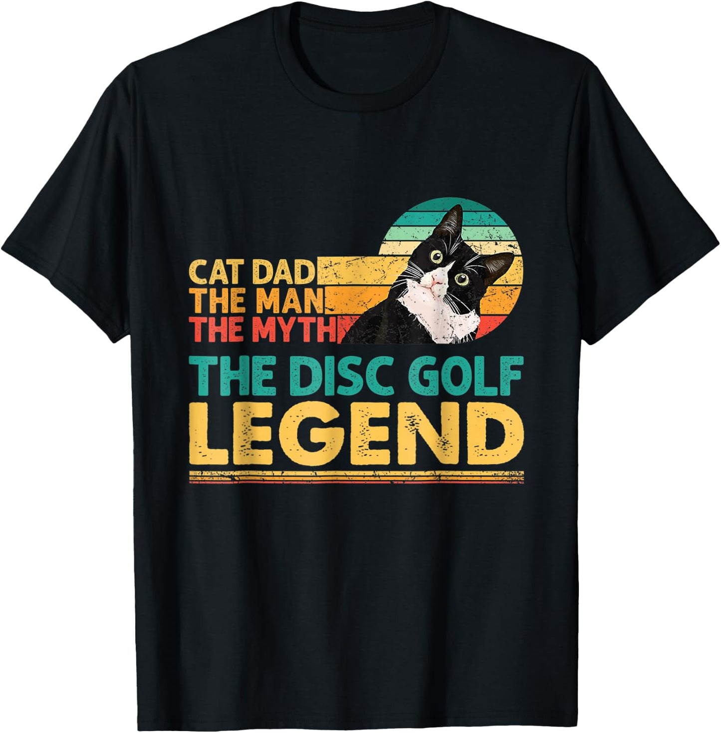 Disc Golf Player Cat Dad Man Myth Legend For Family T-Shirt - T-Shirt | Black