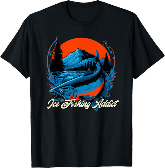 Ice Fishing Funny Fisherman Fisher T-Shirt - T-Shirt | Black