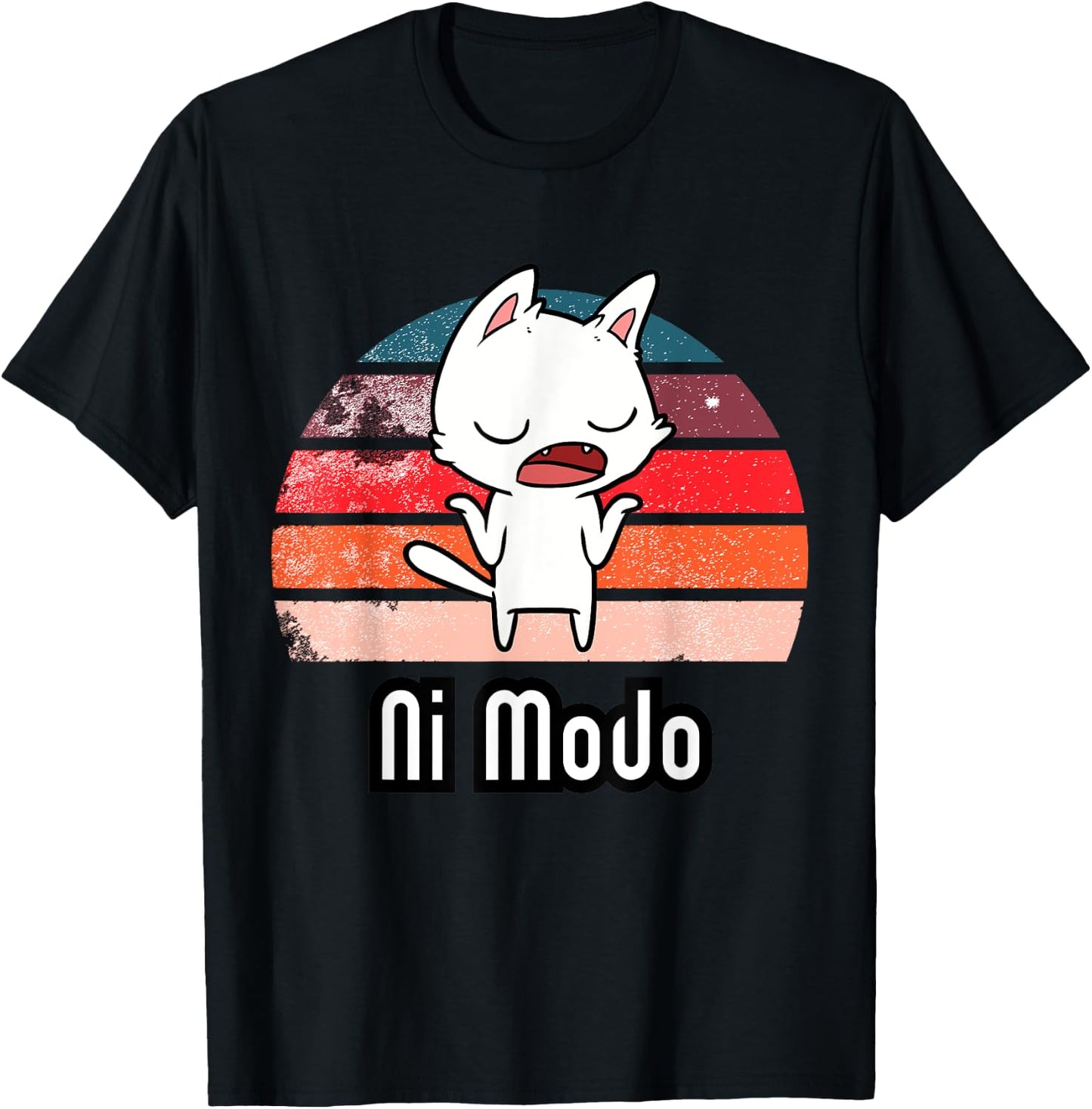 Ni Modo Shrugging Cat T-Shirt - T-Shirt | Black