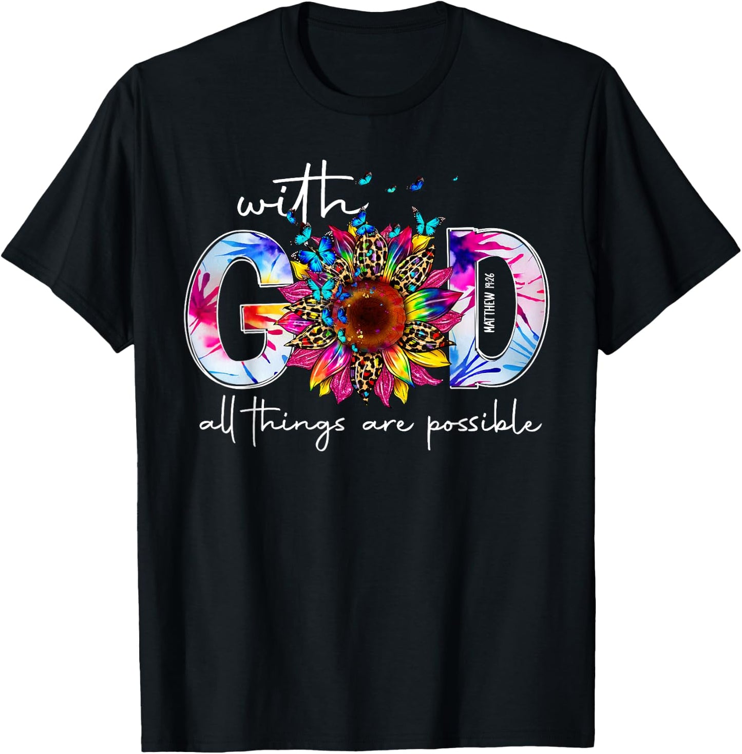 With God All Things Are Possible Bible Verse Religious Women T-Shirt - T-Shirt | Black
