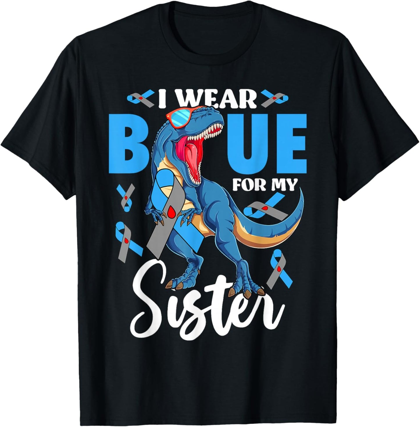 I Wear Blue For My Sister Type 1 Diabetes Awareness T-Shirt - T-Shirt | Black