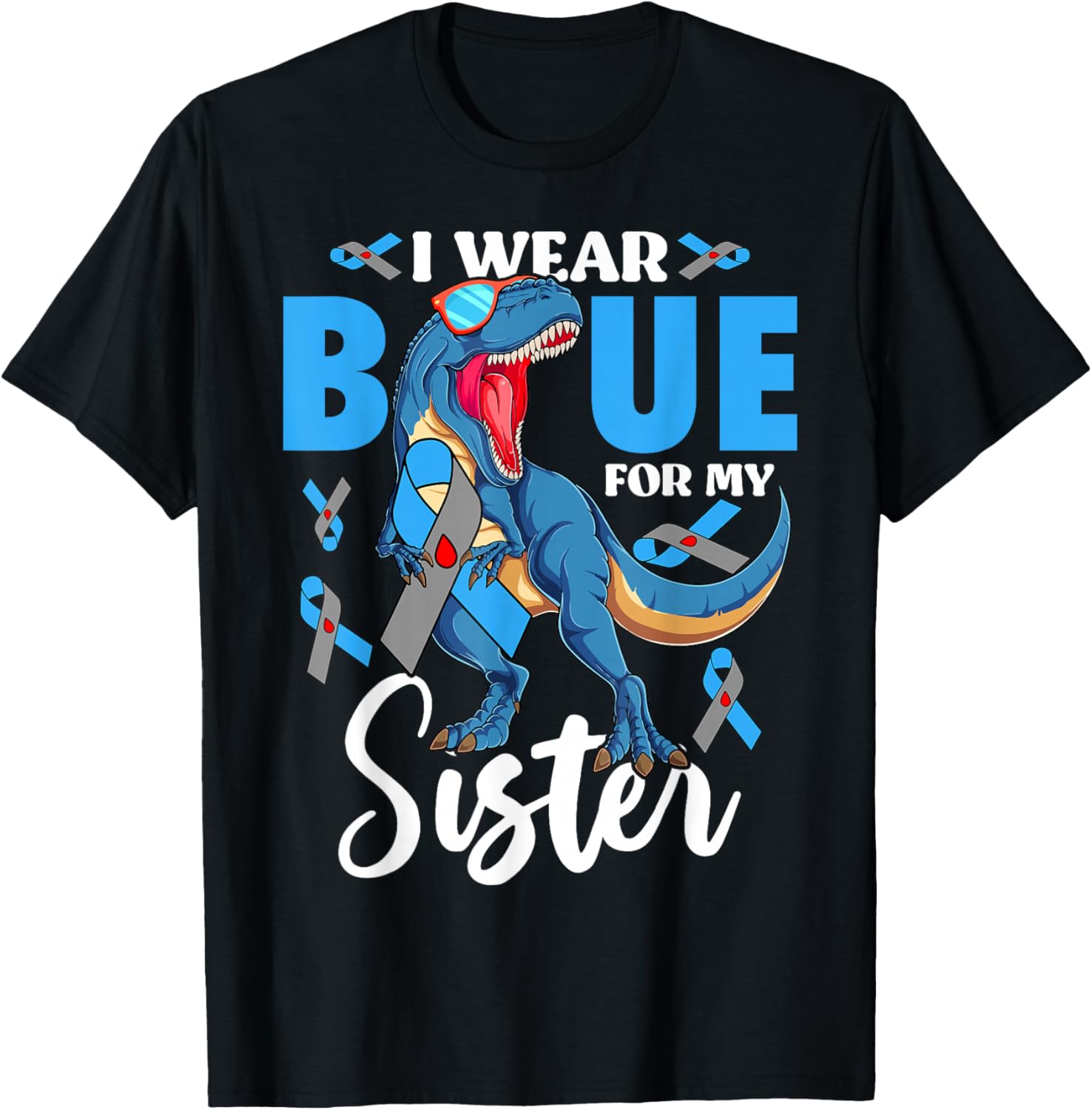 I Wear Blue For My Sister Type 1 Diabetes Awareness T-Shirt - T-Shirt | Black