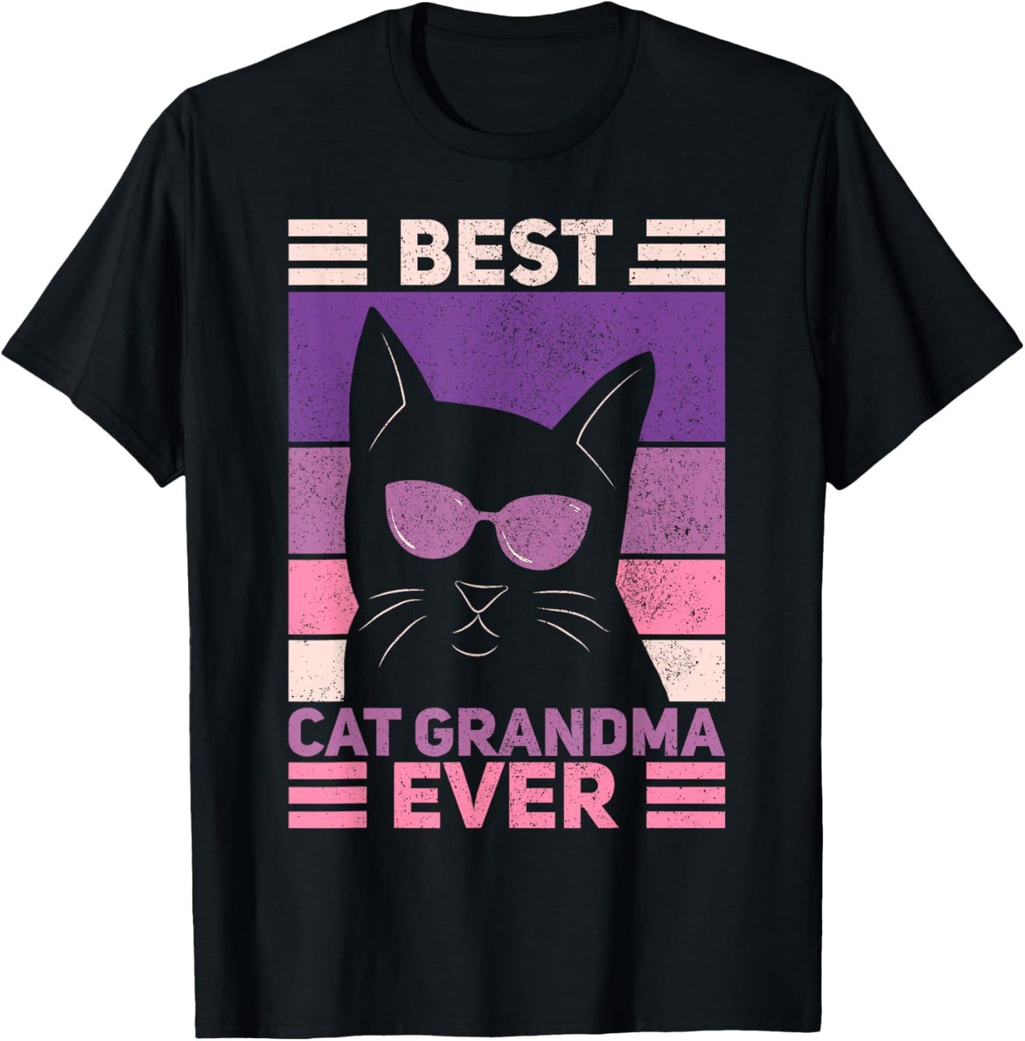 Best Cat Grandma Ever Women Cat Lover Funny Black Cat Themed T-Shirt - T-Shirt | Black