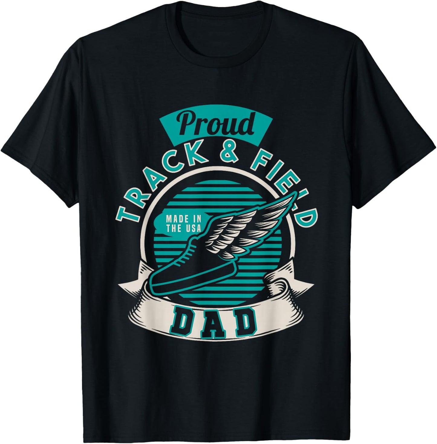Proud Track & Field Dad USA | Athletics Sports | Running T-Shirt - T-Shirt | Black