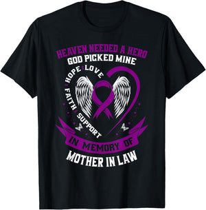 Purple In Memory of my Mother In Law Pancreatic Cancer Gifts T-Shirt - T-Shirt | Black