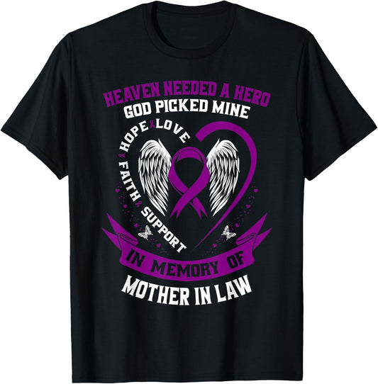 Purple In Memory of my Mother In Law Pancreatic Cancer Gifts T-Shirt - T-Shirt | Black