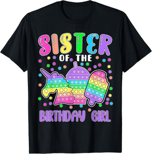 Let's Pop-it Sister of the Birthday Girl Pop-it T-Shirt - T-Shirt | Black