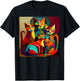 Abstract Colorful Woman Picatsso Cat Designs T-Shirt - T-Shirt | Black