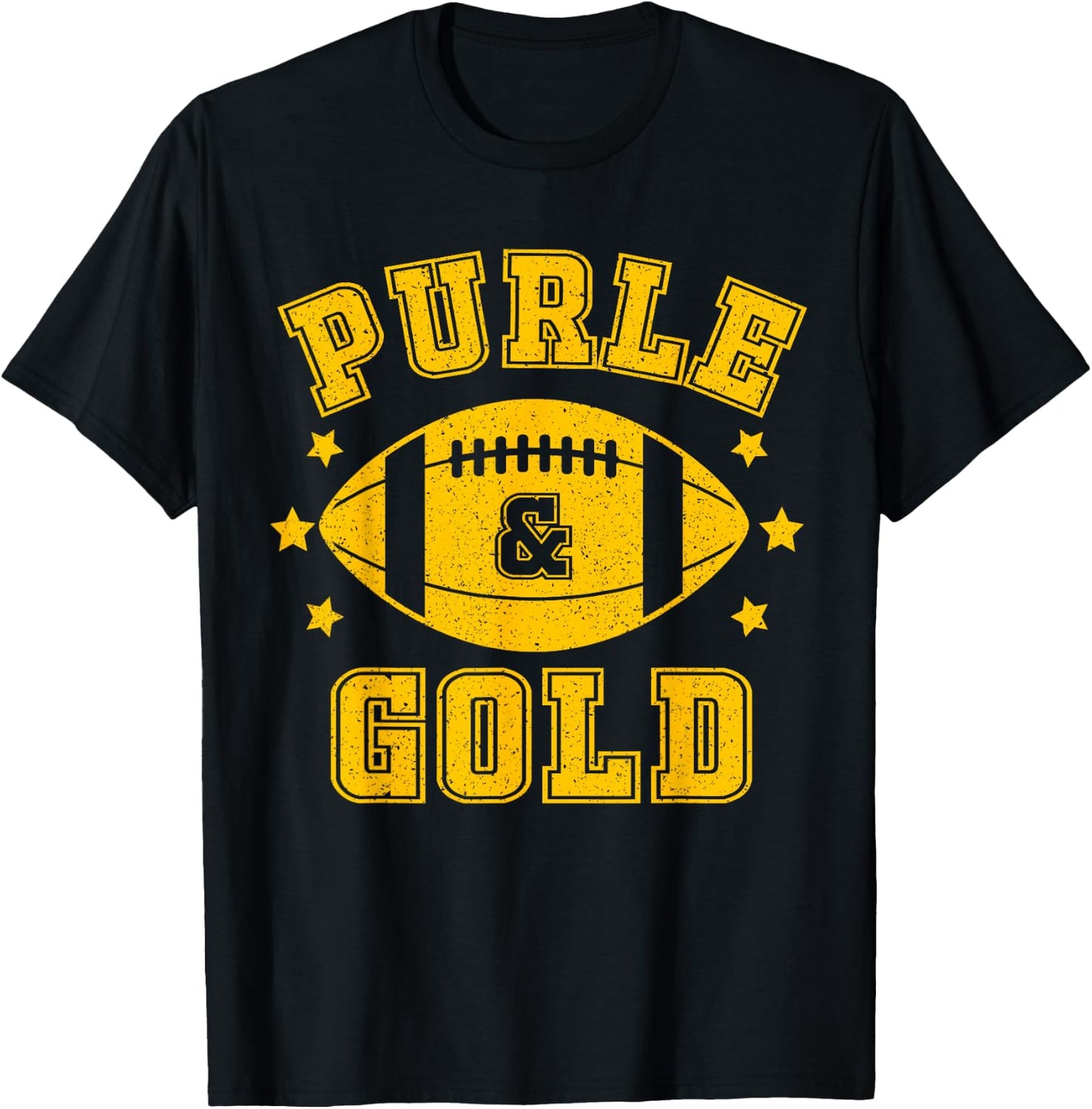 On Gameday Football We Wear Purple And Gold School Spirit T-Shirt - T-Shirt | Black