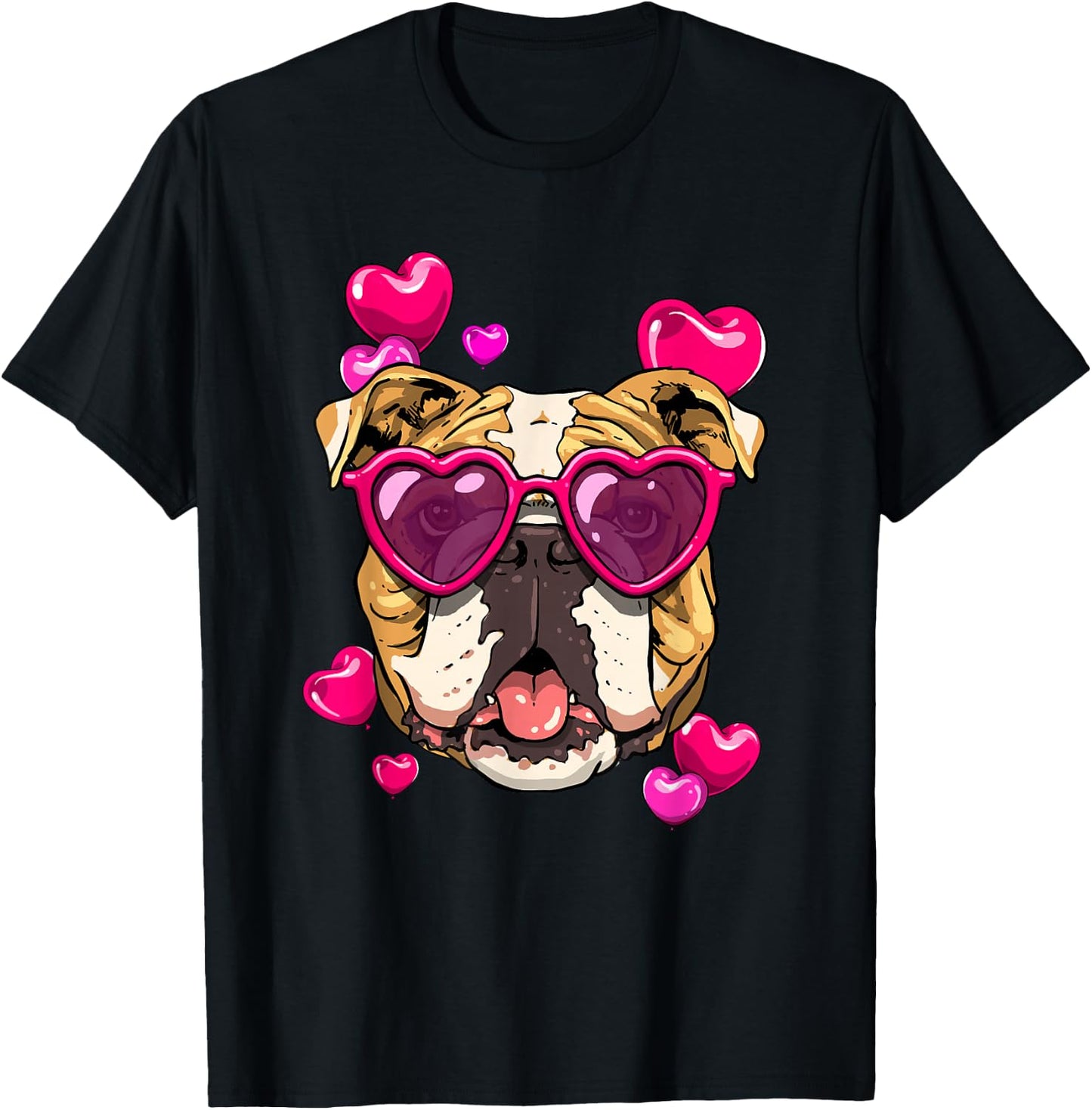 Valentines Day American Bulldog Heart Couples Dog Lover T-Shirt - T-Shirt | Black
