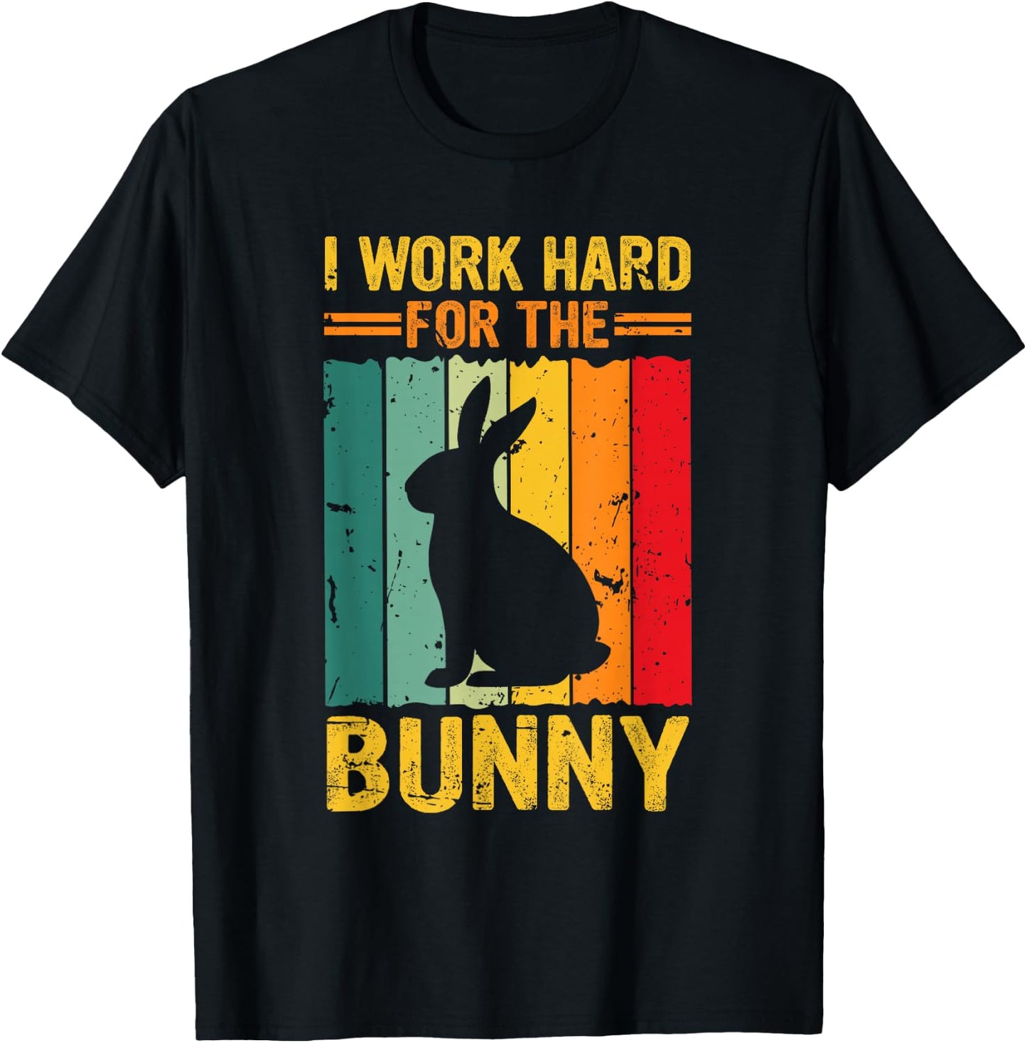 Vintage Retro I Work Hard for the Bunny T-Shirt - T-Shirt | Black