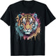 Tiger Art Portrait Big Cat Lover Retro Vintage Girls Graphic T-Shirt - T-Shirt | Black