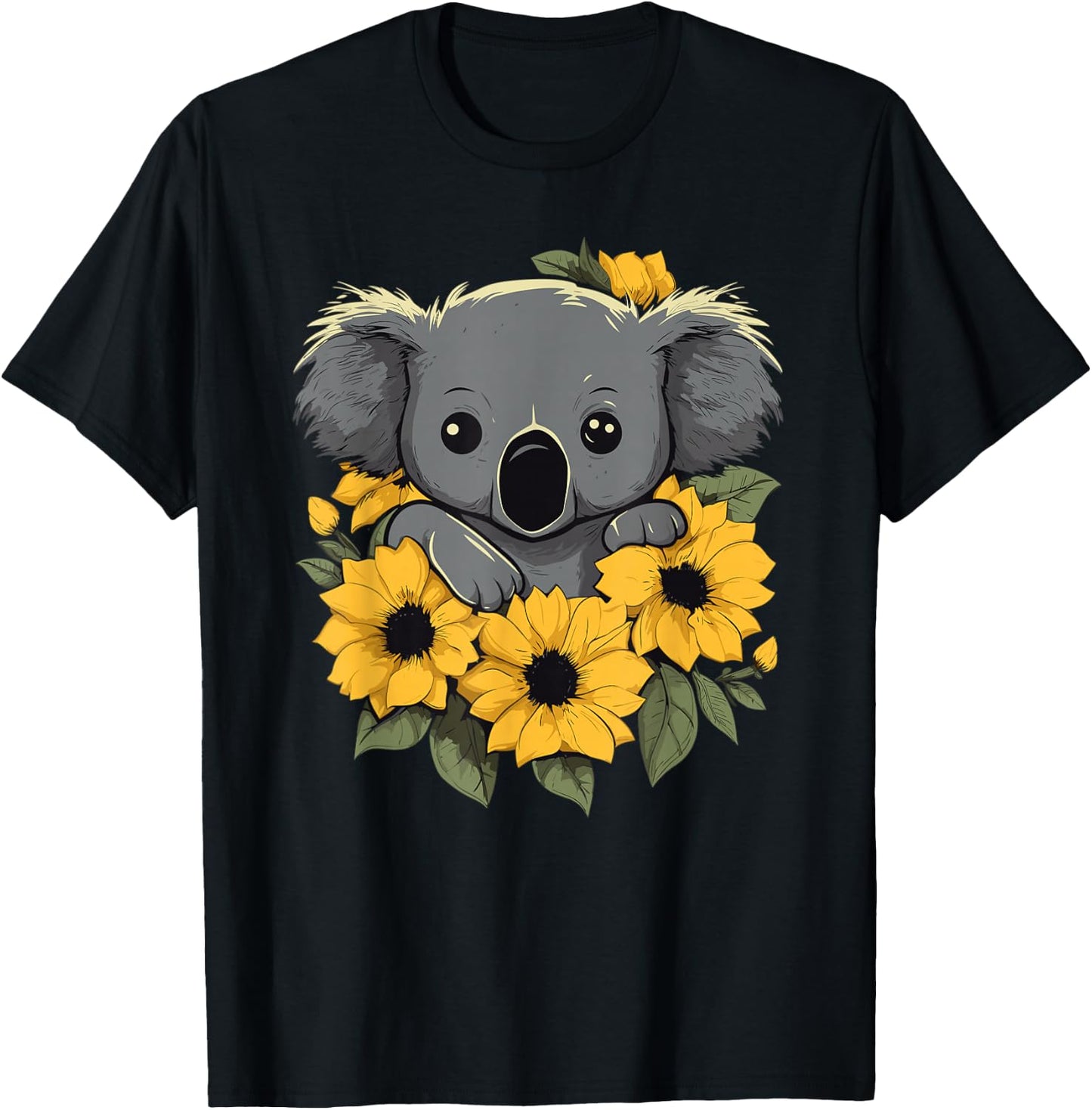 Koala Bear Sunflower Art Koalas Lover Men T-Shirt - T-Shirt | Black
