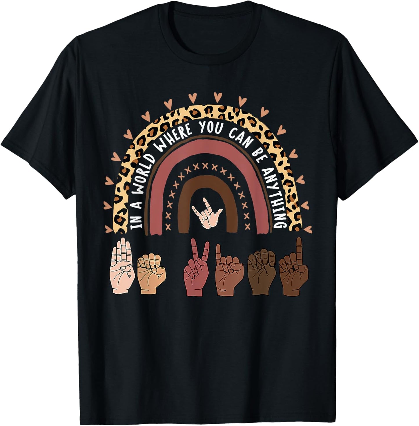 Be Kind Hand-Talking Teacher Artist ASL T-Shirt - T-Shirt | Black