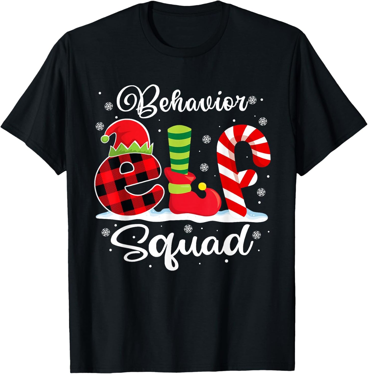 Behavior Elf Squad Christmas Behavior Tech Matching T-Shirt - T-Shirt | Black
