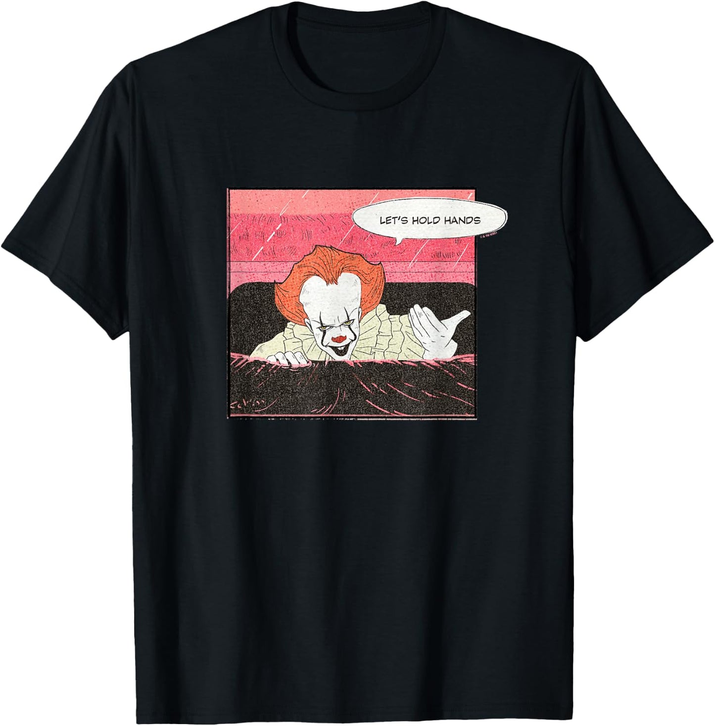 It Valentine's Day Let's Hold Hands Pennywise Retro Drawing T-Shirt - T-Shirt | Black
