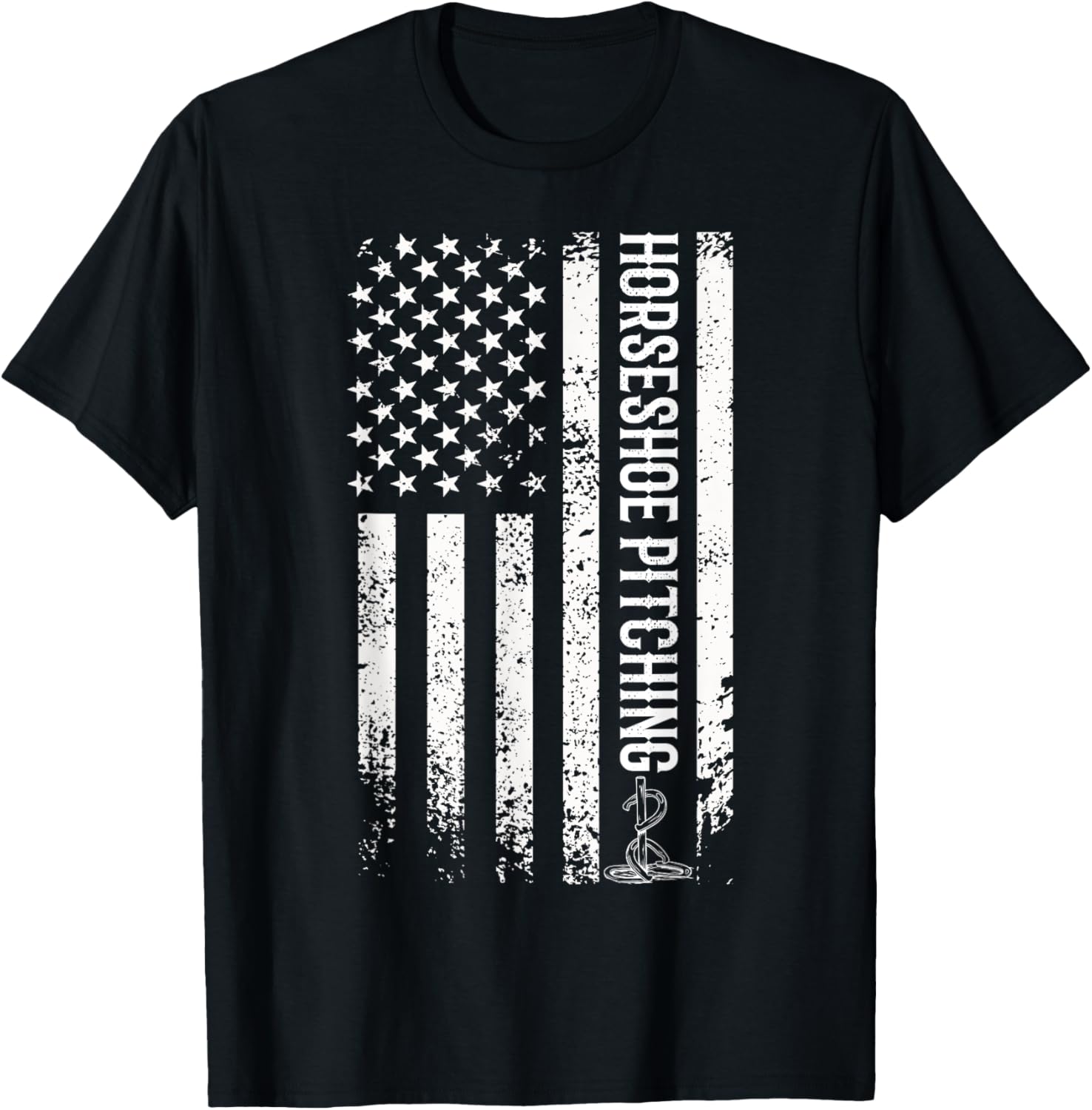 Horseshoe pitching usa flag horseshoe throwing patriotic T-Shirt - T-Shirt | Black