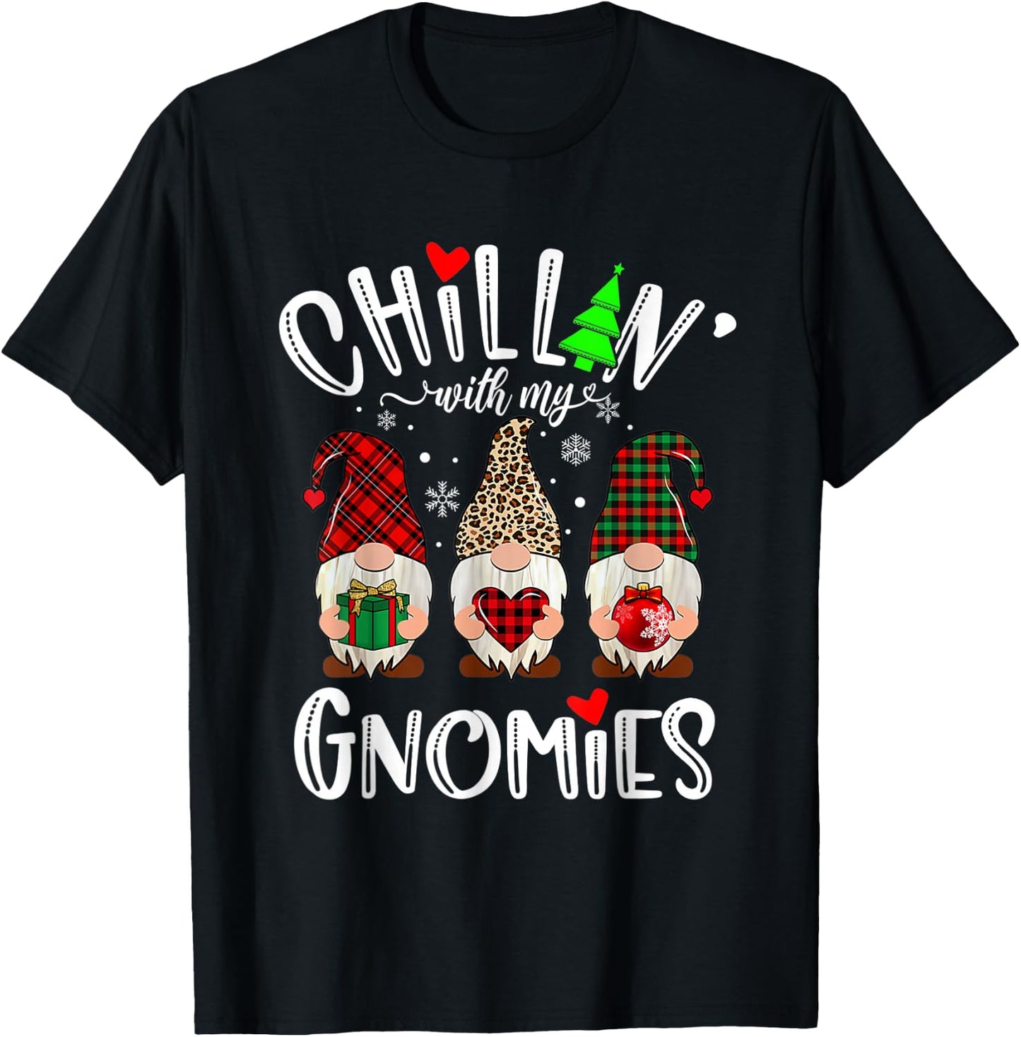 Chillin With My Gnomies Christmas Gnome Family Matching Xmas T-Shirt - T-Shirt | Black