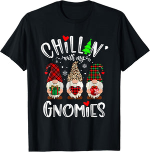 Chillin With My Gnomies Christmas Gnome Family Matching Xmas T-Shirt - T-Shirt | Black