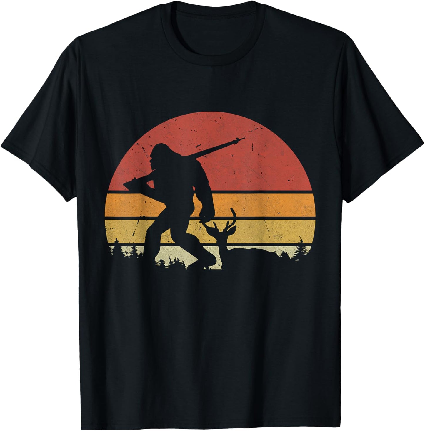 Funny Retro Bigfoot Hunting Sasquatch Funny Bigfoot Hunting T-Shirt - T-Shirt | Black