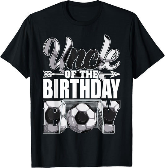 Uncle Of The Birthday Boy Soccer Matching Family Party T-Shirt - T-Shirt | Black