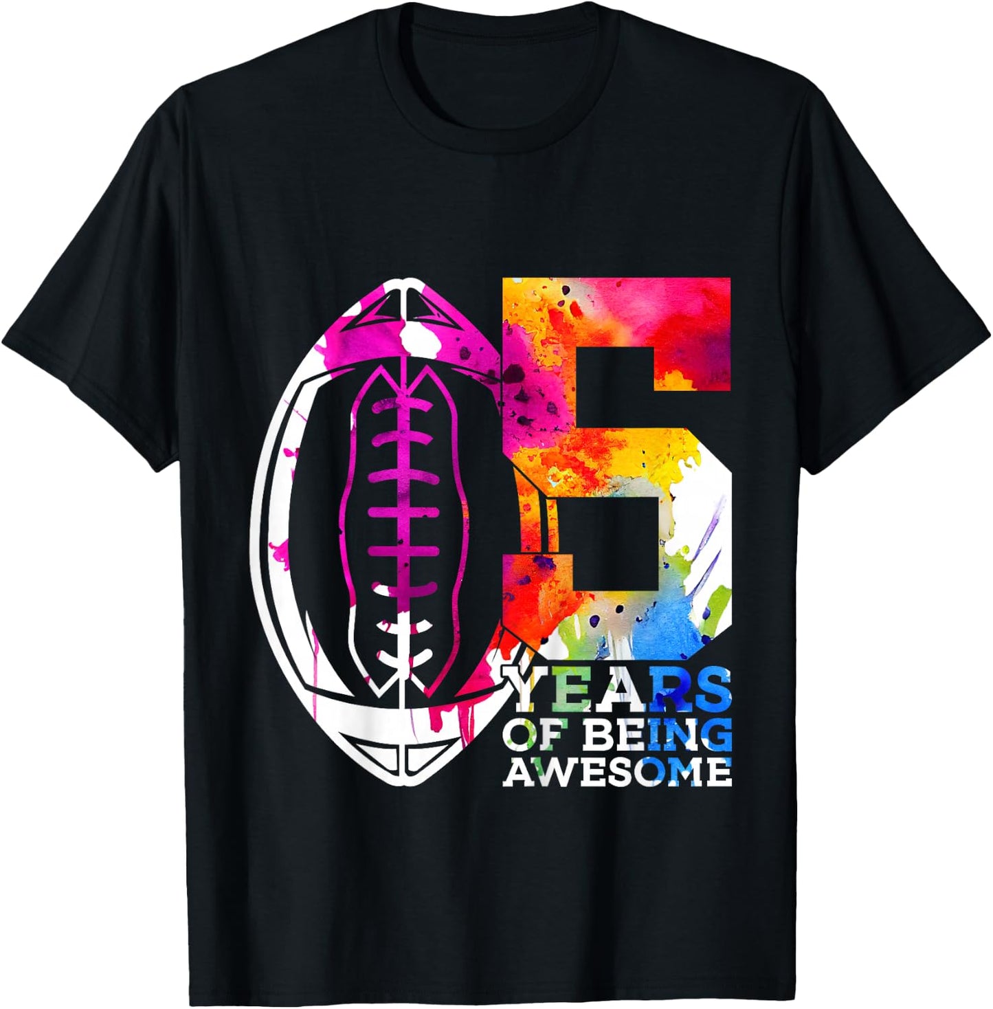 Kids 5 YEARS OF BEING AWESOME FOOTBALL 5TH BIRTHDAY T-Shirt - T-Shirt | Black