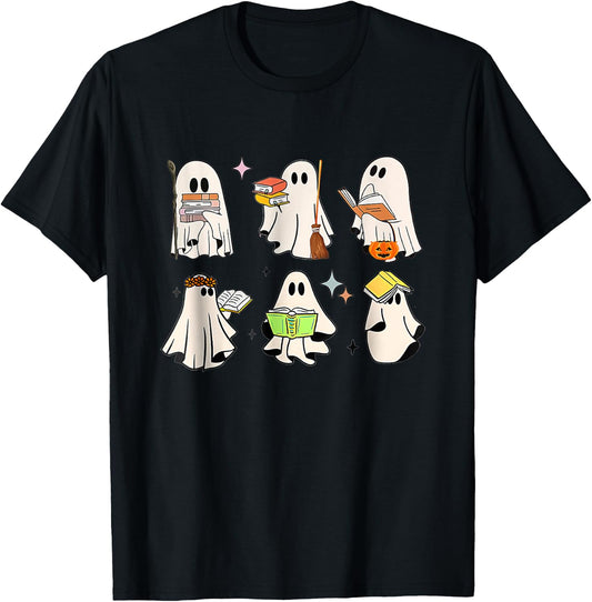 Ghost Reading Teacher Halloween Costume Librarian Book Lover Women T-Shirt - T-Shirt | Black